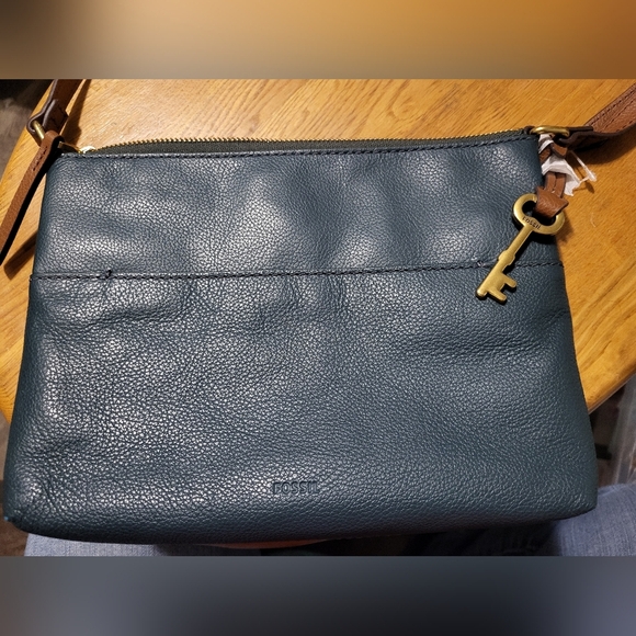 Fossil Handbags - Fossil Dark Teal Leather Crossbody Bag